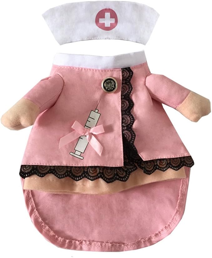NACOCO Dog Cat Nurse Costume Pet Nurse Clothing Halloween Jeans Outfit Apparel (S)