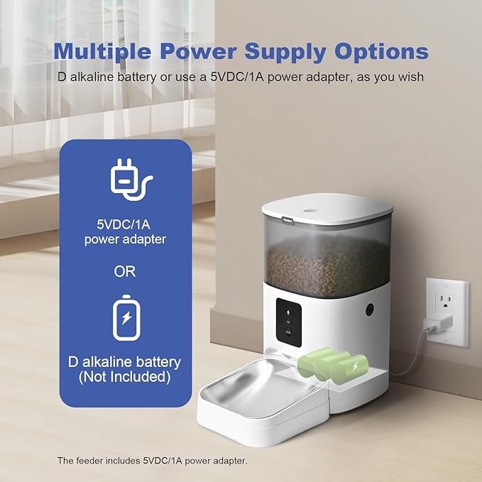 2.4G Automatic Cat Feeder, 4L WiFi Food Dispenser with 10s Voice Recorder, Pet Feeder up to 10 Meals per Day, Timed Cat Feeder with Dry Food Sealed Ring