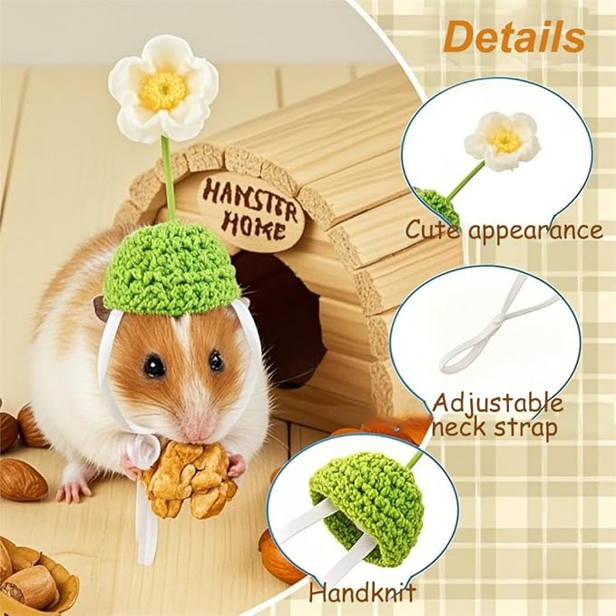 12 Pcs Hamster Hats Mini Party Hats for Small Animals, Cute Hand Knitted Tiny Hats for Snakes Lizards Bearded Dragon Guinea Pig Bunny Reptile Pets Clothes Holiday Party Costume Accessories(Fresh)