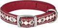 Blueberry Pet Reflective Jacquard Dog Collar with Neoprene Padding & Metal Buckle | Soft & Adjustable Safety Collar - Marsala Red, Neck 9-12.5", for Small Breed
