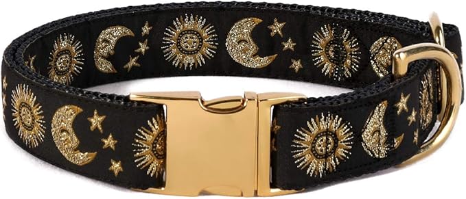 waaag Pet, Moons Stars Suns Dog Collar Cat Collar, Multiple Designs Crescent Celestial Dog Cat Collar Leash Harness