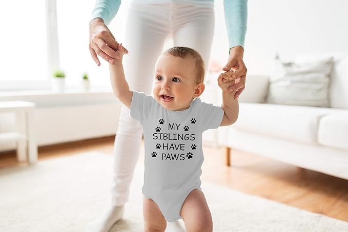 My Sibling have Paws - Funny Baby Essentials Bodysuit - Cute Newborn Outfit Boy Girls Clothes