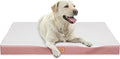 Orthopedic Dog Bed for Extra Large Dogs, XXL Waterproof Deluxe Plush Dog Crate Bed with Removable Washable Cover & Anti-Slip Bottom, Egg Crate Foam Pet Bed Mat, 44 x 32 Inches, Pink