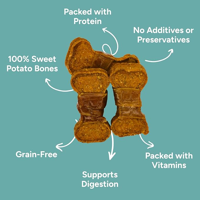 Gaines Family Farmstead Chicken Wrapped Sweet Potato Dog Bones - 8 oz Bag, Natural, Grain-Free Dog Treats for All Ages & Breeds, Great for Training and Rewards, Made in USA