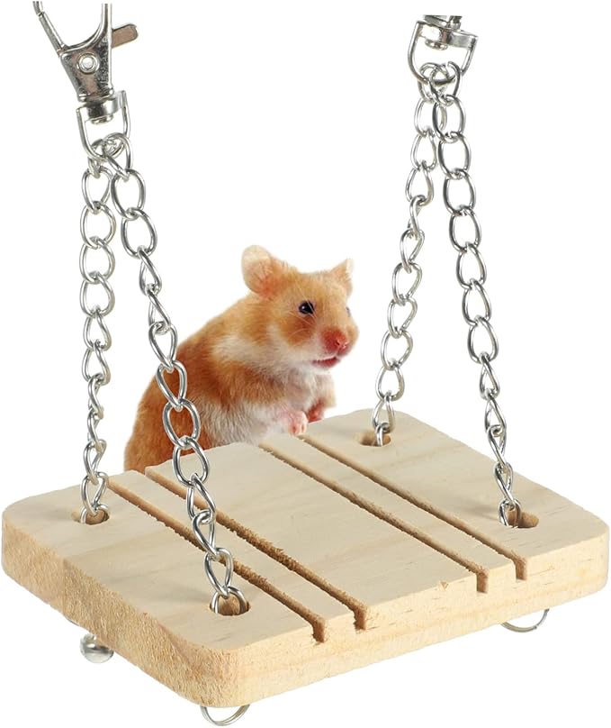 Totority Small Animal Chew Toy Set with Carrot Grass Balls and Bunny Swing Seesaw Durable Natural Teething Toys for Hamsters Guinea Pigs Rabbits and Small Pets