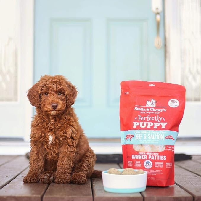 Stella & Chewy's Perfectly Puppy Freeze-Dried Raw Beef and Salmon Dinner Patties Dog Food, 14 oz. Bag (Pack of 6)