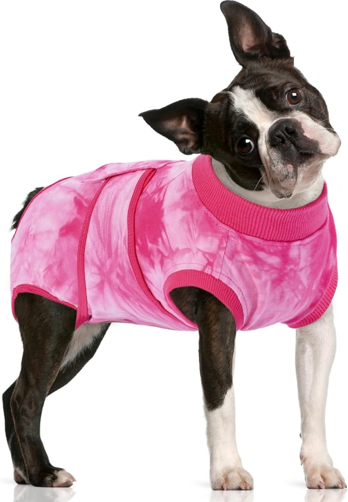 FUAMEY Surgery Recovery Suit for Large Dogs,Dog Surgery Suit Female Spay Male Dogs Neuter Recovery Shirt Dog Onesie Anti Licking Abdominal Wounds Pet Bodysuit Skin Conditions Rose Dye L