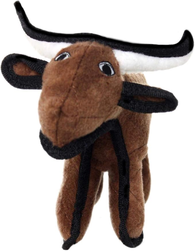TUFFY - World's Tuffest Soft Dog Toy -Barnyard- Multiple Layers. Made Durable, Strong & Tough. Interactive Play (Tug, Toss & Fetch). Machine Washable & Floats. (Bull, Jr 2 Pack)