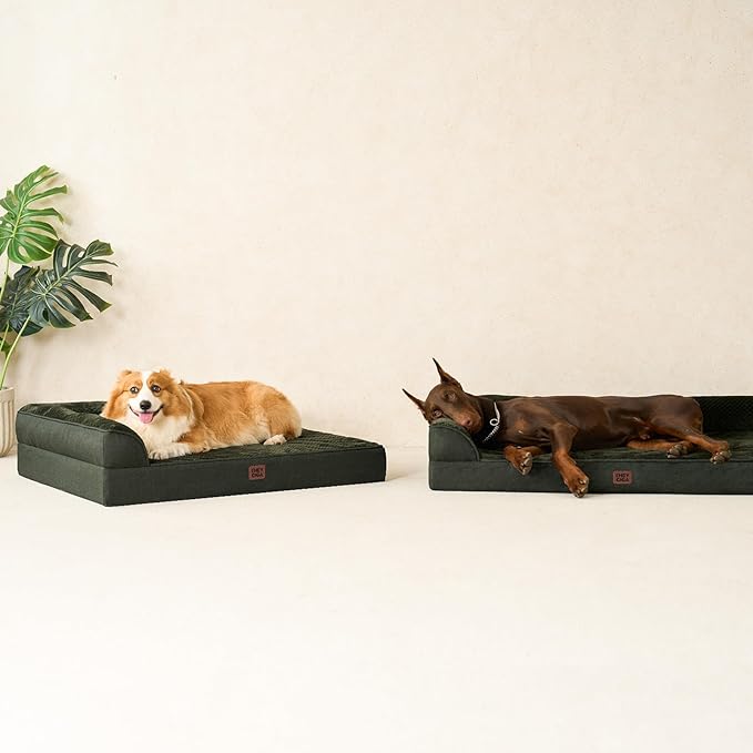 EHEYCIGA XL Dog Bed Memory Foam for Crate, Extra Large Dog Bed Orthopedic with Washable Removable Cover, Waterproof Pet Sofa Couch XLarge Size Dogs, 41x27x6.5, Dark Green