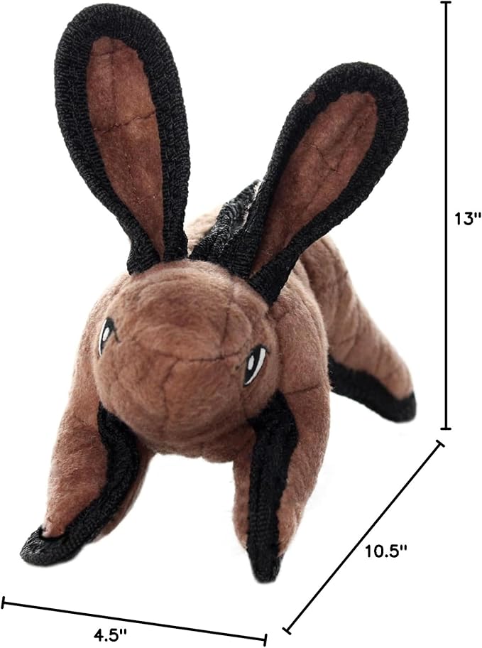 TUFFY - World's Tuffest Soft Dog Toy -Barnyard- Multiple Layers. Made Durable, Strong & Tough. Interactive Play (Tug, Toss & Fetch). Machine Washable & Floats. (Brown Rabbit, Jr)