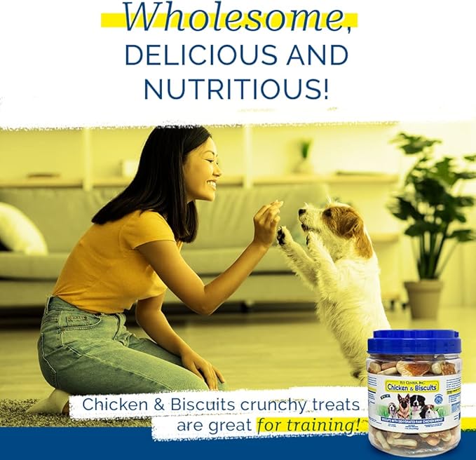 PCI Pet Center Inc. Chicken & Biscuits, Biscuits wrapped with Chicken Breasts Dog Treats, 1 Pound Container