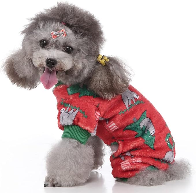 XIAOYU Christmas Dog Pajamas Soft Warm Pet Clothes Cat Apparel Winter Holiday Costumes for Small Dog Cat, Sloth, L