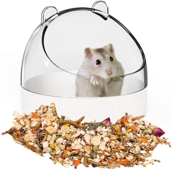 Cute Hamster Food Bowl Hedgehog Dish for Dwarf Hamsters, Syrian Hamsters, Gerbils, Mice, Rats, Small Animals, White