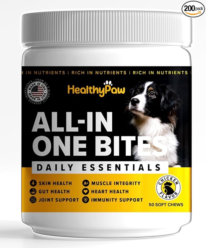 All-in-one Multifunctional Supplements for Dogs * Glucosamine for Joint Support * Immune Health *Antioxidants * Anti-inflammatory *Heart Health *Skin and Coat Health