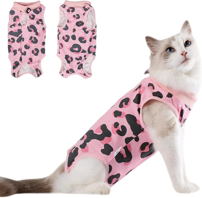 Cat Recovery Suit After Surgery for Female Spay Male Neuter, Anti Licking Onesie Postoperative Shirt, Soft Breathable Bodysuit Pajamas for Abdominal Wound Kitten, E-Collar & Cone Alternative