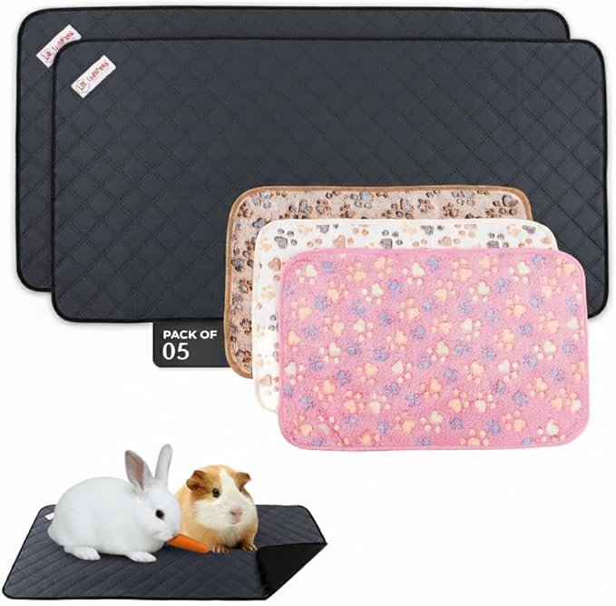 Washable Rabbit & Guinea Pig Cage Liner & Bedding for C&C 2x4 (57"x28"), 2 Pack, Easy to Clean Unlike Fleece, Waterproof, Absorbent, Non-Slip Pee Pad, Reusable Bunny Mat for Small Animals
