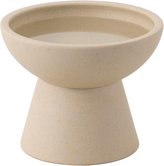 CEEFU Extra Wide Elevated Ceramic Cat Water Bowl - 6.2" Deeper Dish for Whisker Fatigue Relief, 5" Height for Easy Feeding, Lead & Cadmium Free, Durable Raised Cat Bowls, Pottery Clay (Not Glazed)