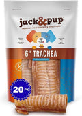Jack&Pup 6" Beef Trachea for Dogs 20 Pack | All Natural Single Ingredient Dog Treat Dog Trachea Chews | Savory and Fun Treat for Dogs