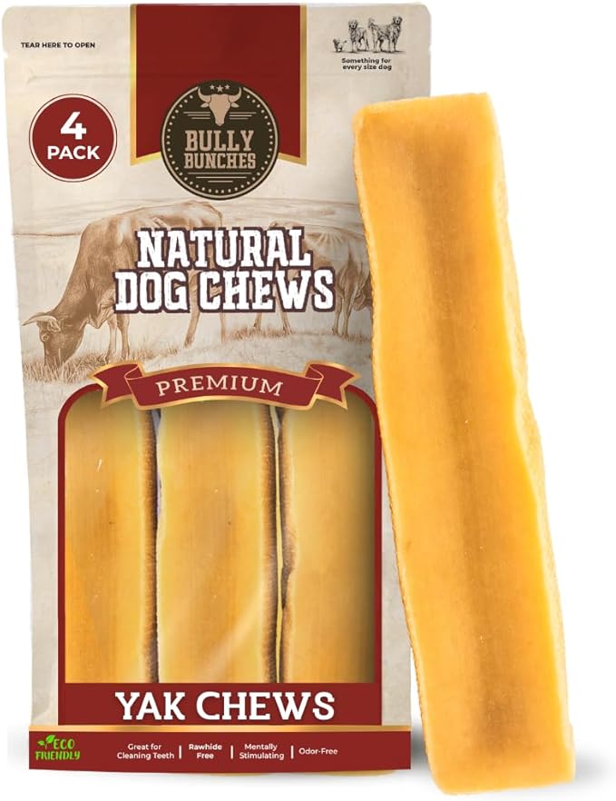 Bully Bunches Mega Authentic Yak Cheese Himalayan Chews for Giant Dogs & Super Aggressive Chewers - All Natural Dog Treat Dental Chews, Made with Real Yak Milk - Lactose & Rawhide Free (4 PK)