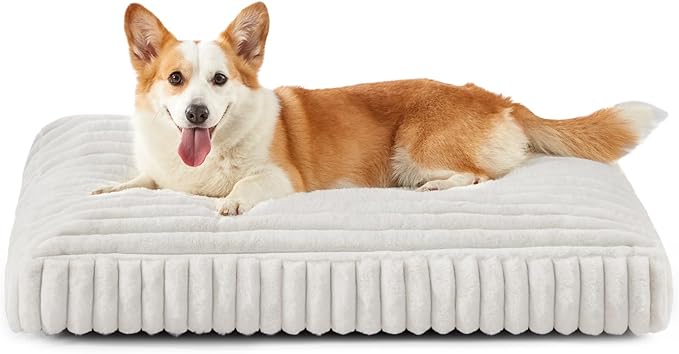 Dog Bed Medium Size Dog, Flat Pet Beds with Removable Washable Cover, Pet Mat Cute Crate Bed Thick Shredded Chopped Crate Foam & Anti Slip Bottom for Indoor