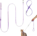 Cat Harness and Leash Set, Escape Proof Cat Harness Lightweight Leash with Padded Handle, Adjustable Leash Harness for Kitten>4lbs Small Large Cats Walking Training (Monet Purple, S)