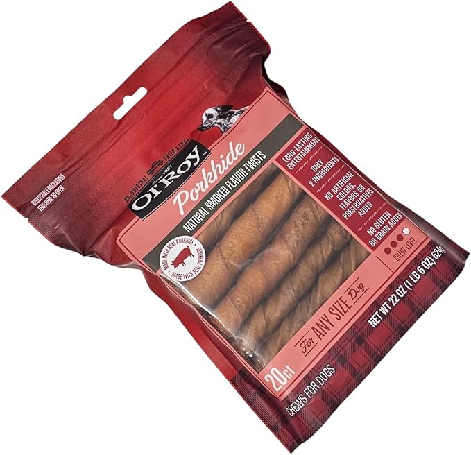 Ol' Roy Porkhide Natural Smoked Flavor Twists Chew Dog Treats, 22 Ounce Bag