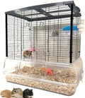 Large 3-Story Acrylic Clear Hamster Palace Cage Habitat Home for Guinea Pig Rodent Gerbil Rat Mice Mouse (L24 x W16 x 23" H, Black/Clear)
