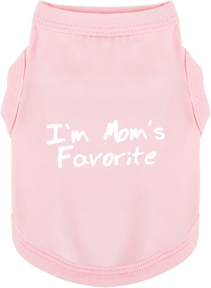 Cozy Sleeveless Canine Wear Dog Clothes, Soft, Lightweight, and Breathable Cotton Dog Shirt with I'm Mom's Favorite Print.Vest Tank Top Ideal for Small, Medium, and Large Breeds Light Pink M