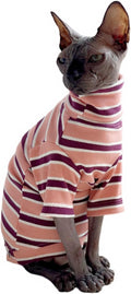 Turtle Neck Vintage Stripes Sphynx Hairless Cat Cotton T-Shirts Pet Clothes Vest Kitten Shirts Sleeveless, Cats & Small Dogs Apparel (Pink, (7-8.8 lbs))