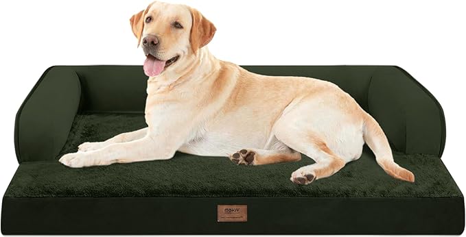 Large Dog Bed Orthopedic Washable - XXL Large Big Dogs - Waterproof with Removable Cover - Memory Foam - Beds Bolster Pet - Dogs Couch Sofa Bed - Outpost Olive Dog Beds