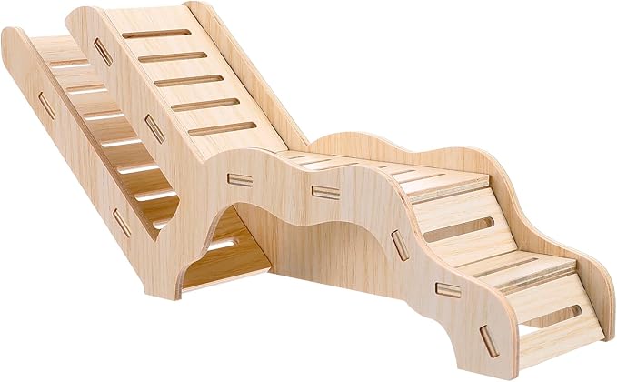 Versatile Hamster Hideout and Exploration Tunnel, Snap-Together Wooden Burrow with Panoramic Window Hamster Explorer for Gerbils Hamsters Small Pets Chew-Safe Cage Enrichment