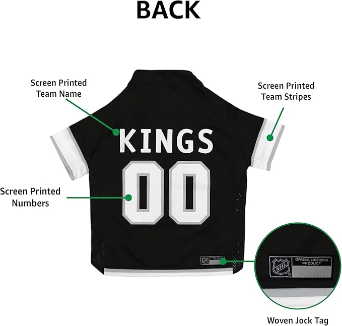 Pets First NHL Los Angeles Kings Jersey for Dogs & Cats, X-Small. - Let Your Pet Be A Real NHL Fan!