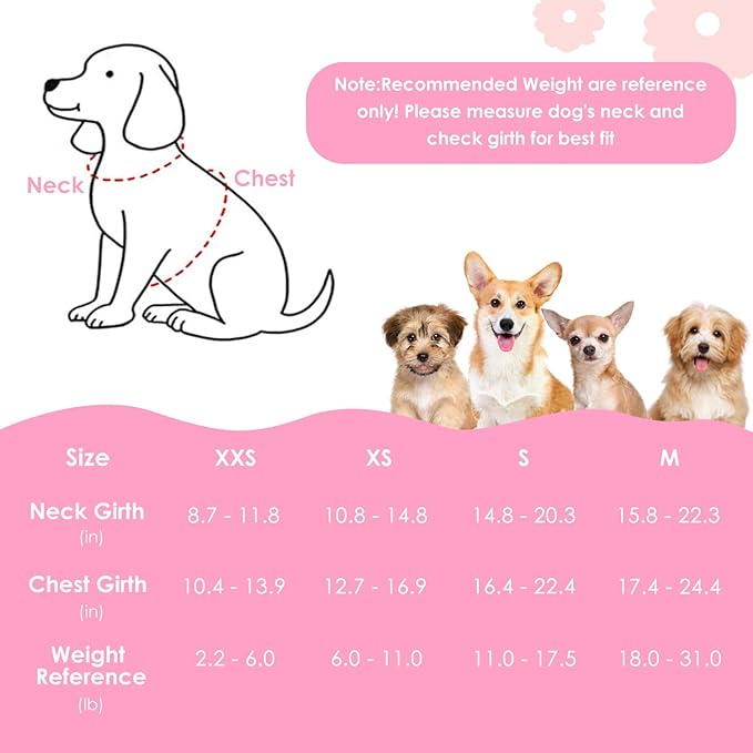 SlowTon Dog Harness Small Sized Dog - Soft XXS Dog Harness and Leash Set No Pull No Chock, Adjustable Lightweight Puppy Harness for XS Small Medium Dogs Cats (Solid Pink, XS)