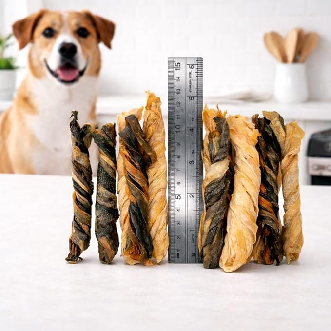 TAIL & TONIC Salmon Skin Dog Treats - Single Ingredient, Air-Dried Chewy Fish Skins, High Protein, Omega-3 Rich Dental Chews (Salmon Skin Twist)