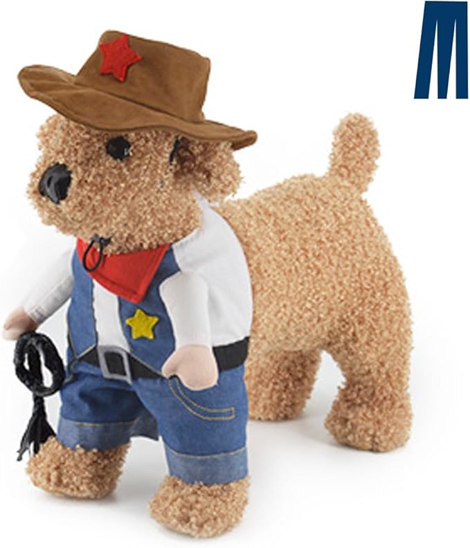 Mikayoo Pet Dog Cat Halloween Costumes,The Cowboy for Party Christmas Special Events Costume,West Cowboy Uniform with Hat,Funny Pet Cowboy Outfit Clothing for Dog cat(L) Blue