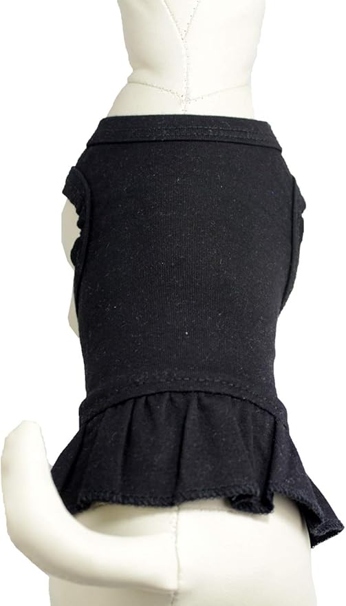 Pet Clothes Small Dog Clothing Blank Color Sport Dress T-Shirts Tee Dresses Tanks Top for Small Size Female Dogs Summer Spring Pet Costumes 100% Cotton (L, Black)