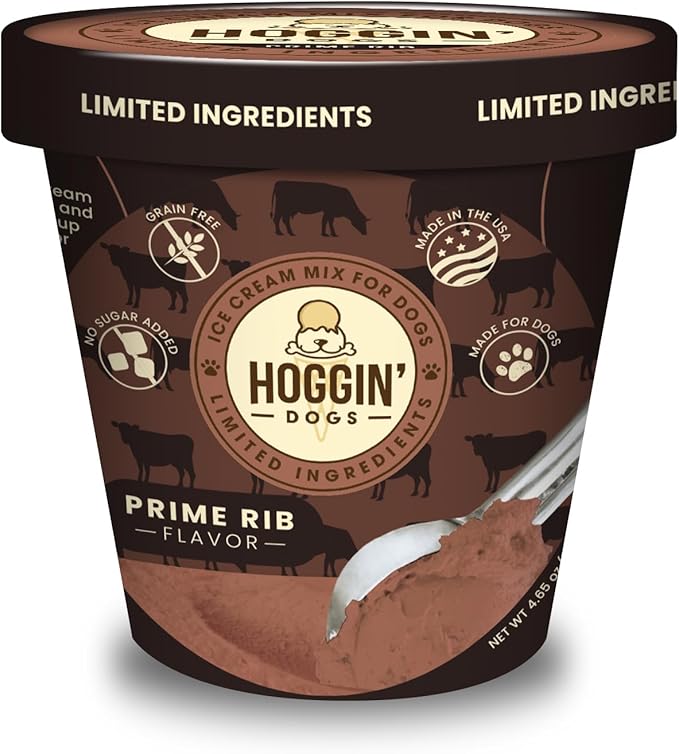 Puppy Cake Hoggin' Dogs Ice Cream Mix - Just Add Water and Freeze, No Sugar Added, Gifts for Dogs, All Natural, Prime Rib Flavor, 4.65 oz - Made in USA
