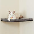 LIORCE Wall Mounted Corner Cat Bed - Cat Shelf with Comfortable Cushion - Minimalistic Cats Furniture for Indoor Cats - Climbing Perch for Wall, Walnut