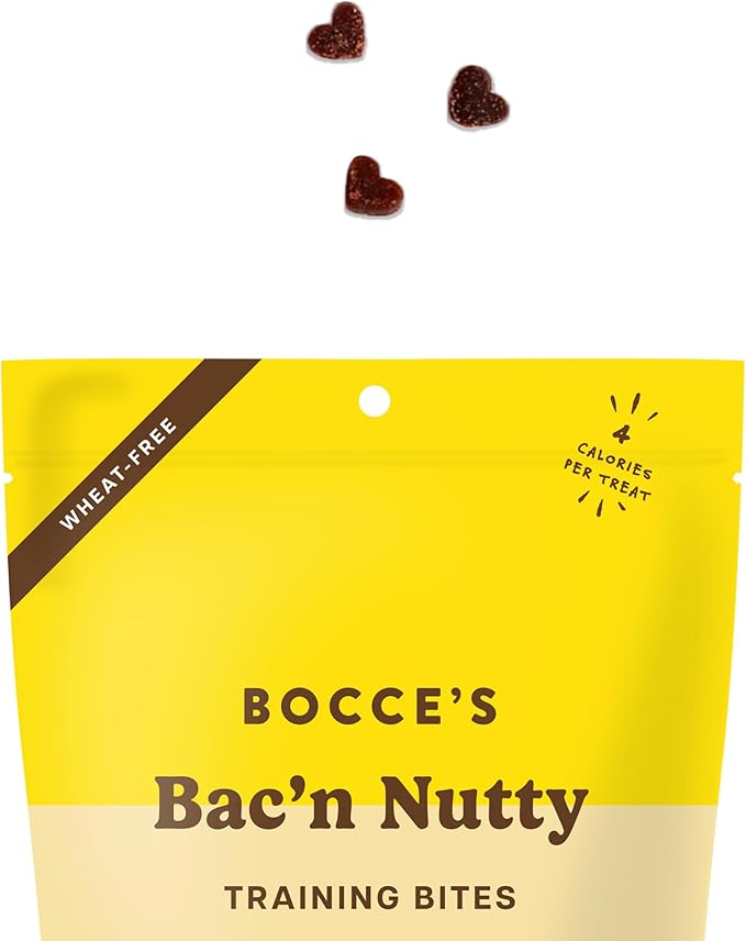 Bocce's Bakery Bac’n Nutty Training Treats for Dogs – Natural, Low-Calorie, Wheat-Free Training Bites Made with Real Ingredients and Baked in The USA – PB & Bacon Recipe (2 Pack Bundle)