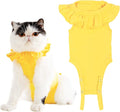 Cat Recovery Suit for Abdominal Wounds and Skin Diseases, Breathable Surgical Recovery Shirt After Surgery Wear Anti Licking Wounds,E-Collar Alternative for Cats Pet Kitten(RSC01-yellow-l)