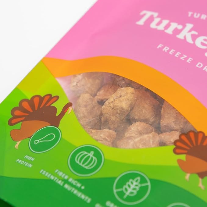 Ava's Pet Palace Turkey Poppers – Freeze-Dried Turkey Dog Treats with Pumpkin | High Protein, Grain-Free, Single-Ingredient Training Treats & Food Topper | Made in USA | No Preservatives