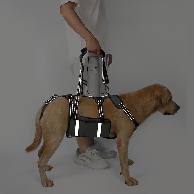 COODEO Mobility Dog Lift Harness, Emergency Carry Sling, Pet Rear Leg Support Rehabilitation Lifts Vest, Dog Carrier for Senior Dogs Joint Injuries, Arthritis (Military Green, L)