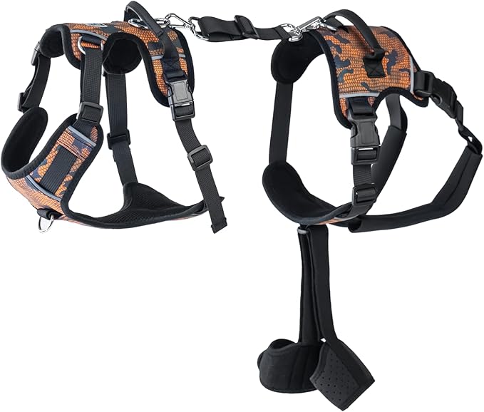 Dog Lift Harness, Dog Lift Sling Carrier with Handle & Shoulder Sling, Support Harness for Rear Back Legs Helps,Disabled,Arthritis,Joint Injuries,Paralysis Up Stairs（Orange,Medium）