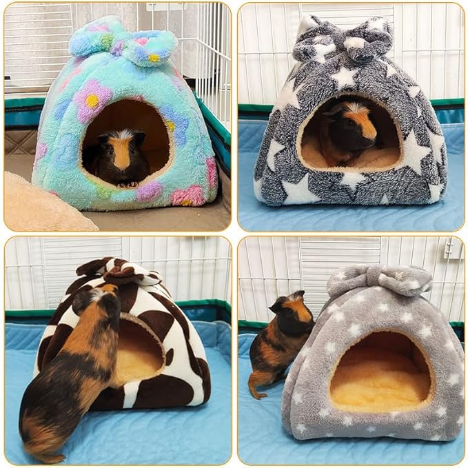 Guinea Pig Bed, Guinea Pig Warm Hideout House Accessories Cozy Bed for Small Animals Hamsters Chinchillas Dwarf Bunnies Hedgehogs. M, NavyBlue