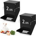 Maxcheck 2 Pcs Rabbit Feeder for Cages Small Animal Food Pellet Dispenser with Lid Metal Chicken Grit Oyster Shell Squirrel Feeders Outside(4.7 Inches,Mesh Bottom,Black)