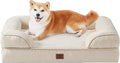 EHEYCIGA Orthopedic Dog Beds for Large Dogs, Waterproof Memory Foam Large Pet Bed with Sides, Non-Slip Bottom and Egg-Crate Foam Dog Couch Bed with Washable Removable Cover, Beige