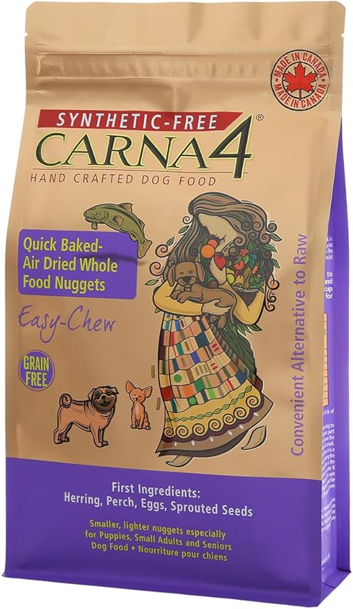 CARNA4 Air Dried Dog Food, Fish Recipe, Quick Baked Whole Food Nutrition with Sprouted Seeds, Natural Probiotics & Enzymes, No Synthetics, Grain-Free, Easy-Chew - 5lbs