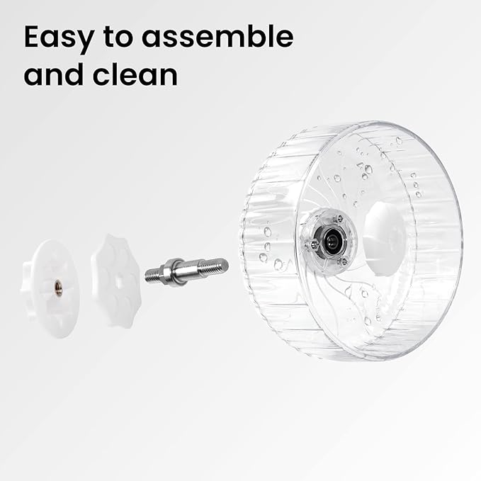 Silent Hamster Wheel, 10in Hamster Wheel No Stand, Double-Bearing Quiet Spinner for Syrian Hamsters, Hedgehogs, Mice & Small Pets, Clear