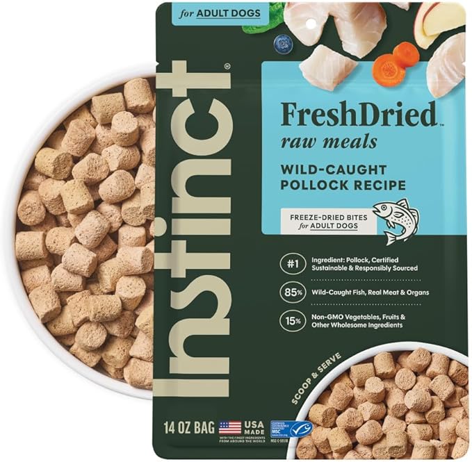 Instinct FreshDried Bites, Natural Freeze-Dried Dog Food, Grain-Free - Wild-Caught Pollock, 14 oz. Bag