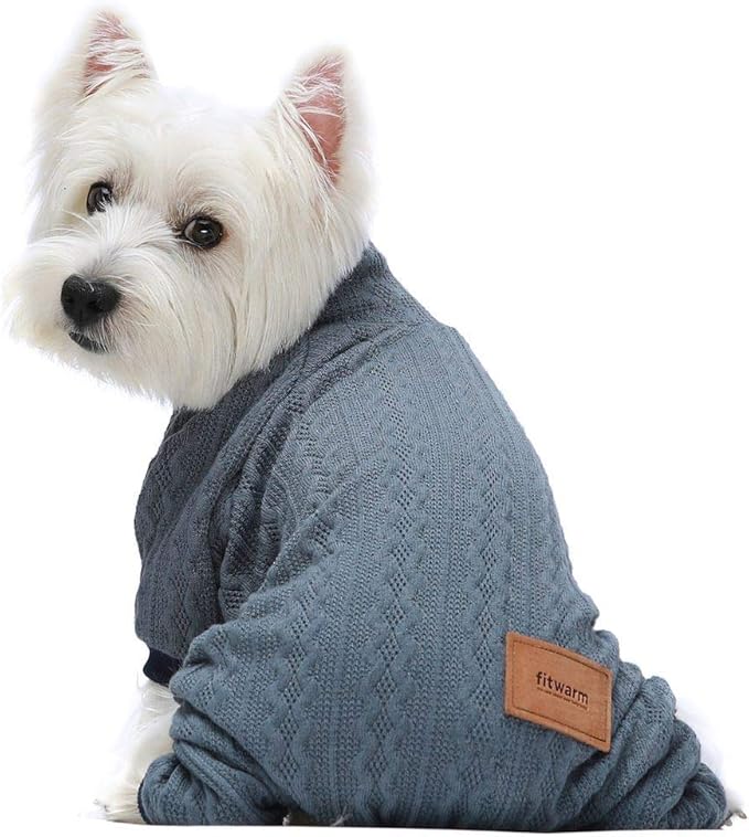 Fitwarm Turtleneck Knitted Dog Sweaters Winter Outfits Pet Coats Puppy Clothes Blue Extra Small